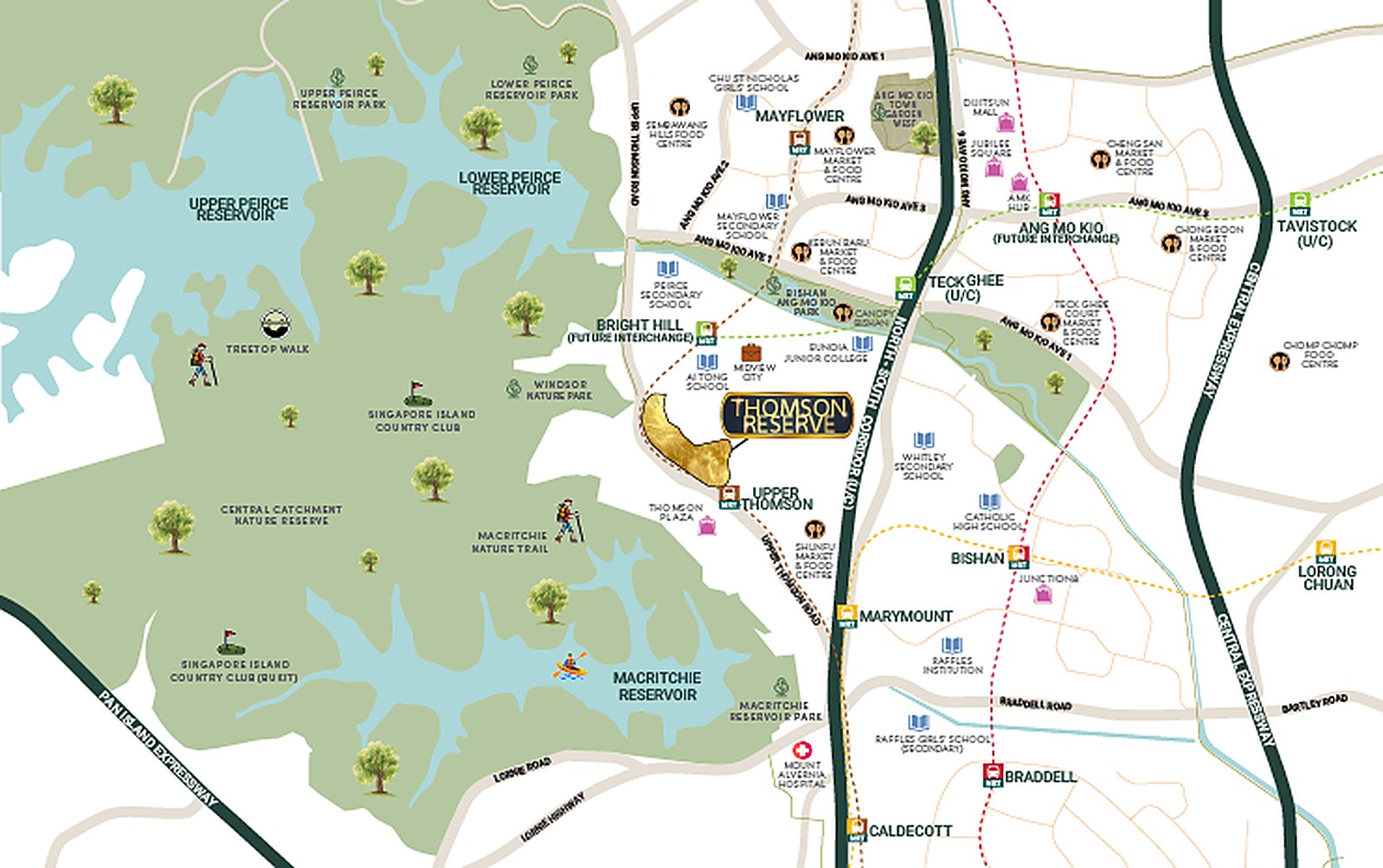 Thomson Reserve District 20 location map showing Upper Thomson and Bright Hill MRT connectivity